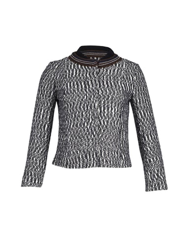 Tory Burch Tweed Jas in Zwart en Wit Katoen