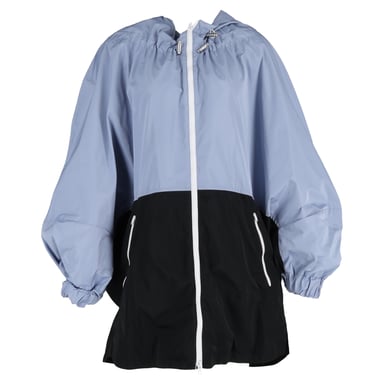Marni Color Block Zip-Up Long Sleeve Rain Jacket in Blue Nylon