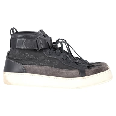 Ermenegildo Zegna Couture High-Top Sneakers in Black Canvas and Leather