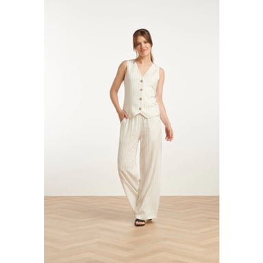 Smashed Lemon 25131 te pinstripe linnen broek |