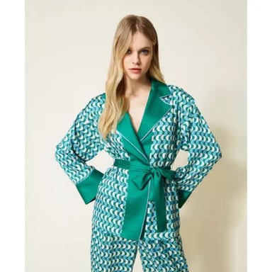 Twin-set Kimono 10029 bic. t. new poi/green flag