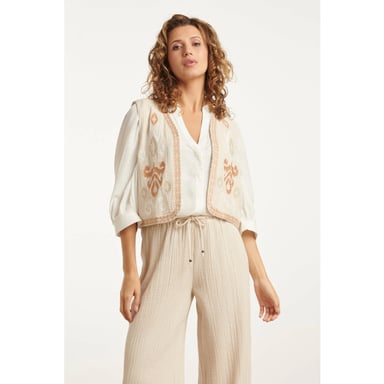 Smashed Lemon 25190 katoenen gilet met aztec borduursels |
