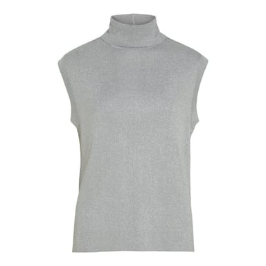 Vila Vixandra highneck sl glitter knit zilverkleurig