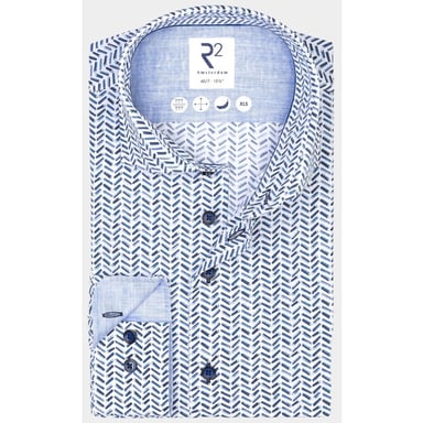 R2 Amsterdam Overhemd extra lange mouw blue stromer accu print 124.wsp.xls.041/014