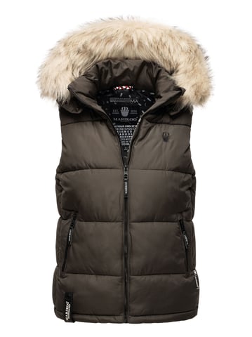 Marikoo women’s quilted vest – Eisflöckchen with hood & faux fur collar