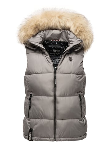 Marikoo women’s quilted vest – Eisflöckchen with hood & faux fur collar