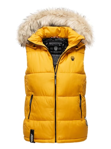 Marikoo women’s quilted vest – Eisflöckchen with hood & faux fur collar