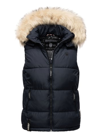 Marikoo women’s quilted vest – Eisflöckchen with hood & faux fur collar