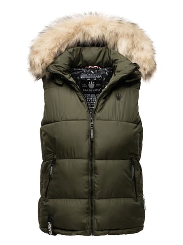 Marikoo women’s quilted vest – Eisflöckchen with hood & faux fur collar