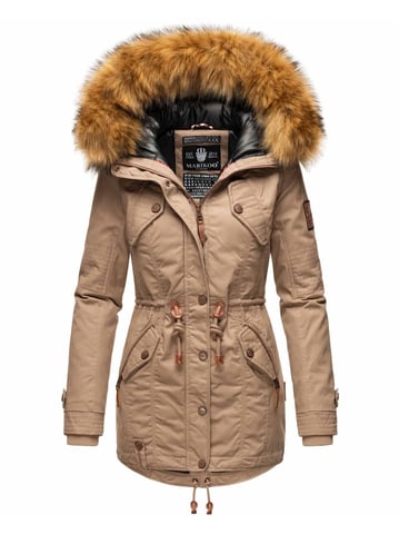 Marikoo women’s winter jacket with detachable faux fur collar & waist drawstring