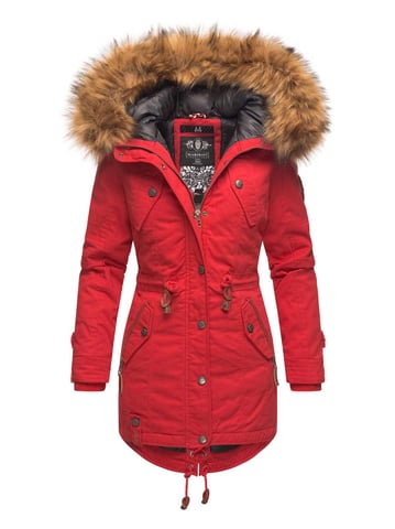 Marikoo women’s winter jacket with detachable faux fur collar & waist drawstring