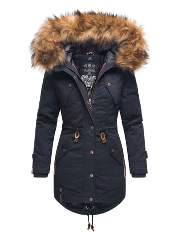 Marikoo women’s winter jacket with detachable faux fur collar & waist drawstring