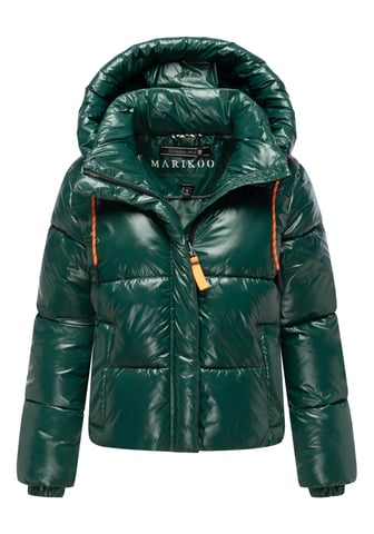 Marikoo women’s quilted winter jacket Skyraa with hood & shiny design