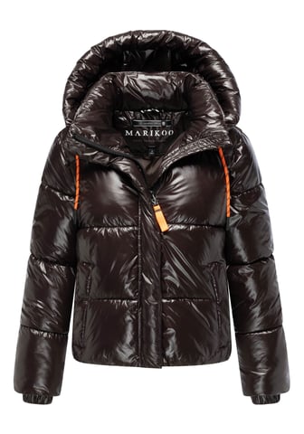 Marikoo women’s quilted winter jacket Skyraa with hood & shiny design