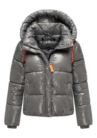 Marikoo women’s quilted winter jacket Skyraa with hood & shiny design
