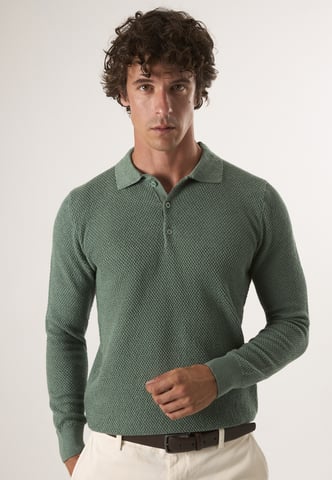 Pullover Sweater With Polo Collar And Buttons