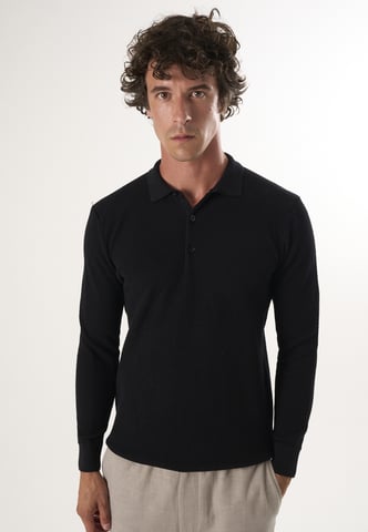 Pullover Sweater With Polo Collar And Buttons