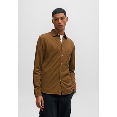 Men's Hugo Boss Garment-Dyed Slim-Fit Shirt in Green