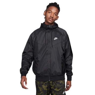Men's Nike Windrunner Hooded Jacket in Black/White