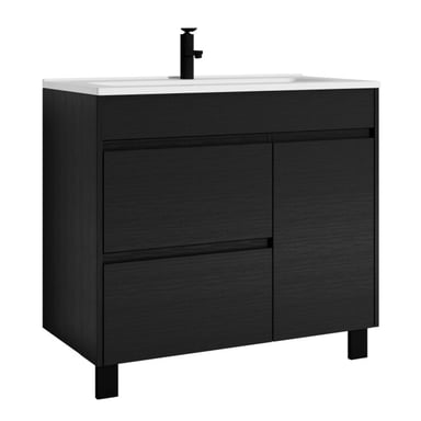 Badplaats Badkamermeubel set salzburg 80 cm zwart staand badmeubel