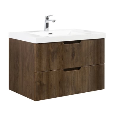 Badplaats Badkamermeubel set thermis 80cm rose wood badmeubel met wastafel