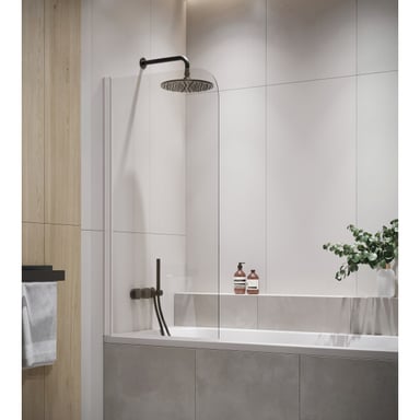 Badplaats Badwand torino 60 x 140 cm chroom badscherm draaibaar 5 mm dik -