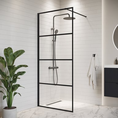 Badplaats Douchewand essos 60 x 200 cm zwart – inloopdouche 8 mm