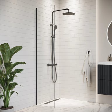 Badplaats Douchewand florida 40 x 200 cm zwart – inloopdouche 8 mm