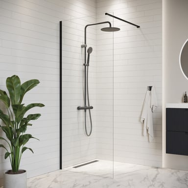 Badplaats Douchewand florida 70 x 200 cm zwart – inloopdouche 8 mm