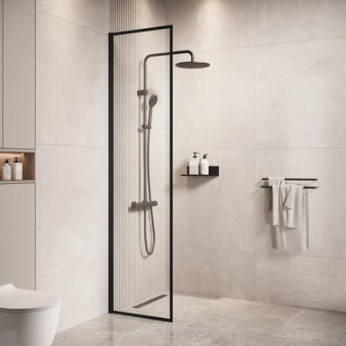 Badplaats Douchewand georgia 40 x 200 cm zwart – inloopdouche 8 mm