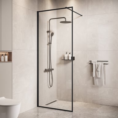 Badplaats Douchewand georgia 70 x 200 cm zwart – inloopdouche 8 mm