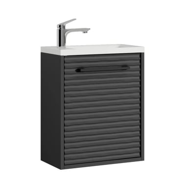 Badplaats Toiletmeubel etna 40 x 22 cm mat zwart fonteinmeubel met wastafel