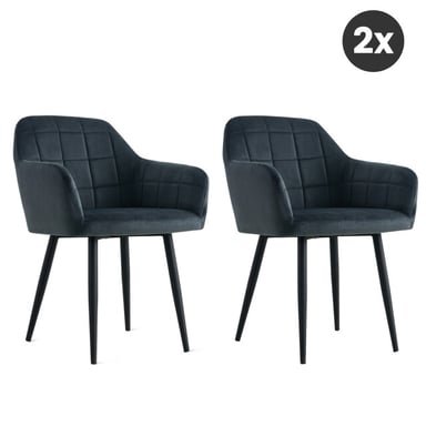 Multifurn 2x eetkamerstoel praia fluweel zwart