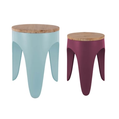 Leitmotiv kruk set double funky soft blue & dark mauve