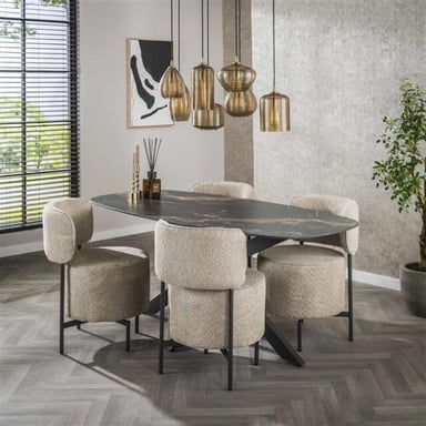 Hoyz eetkamertafel spider deens ovaal 180 ceramic fossil black