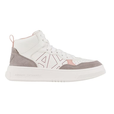 Armani Exchange Träningsskor i mocka för dam och dam (Vit/rosa)