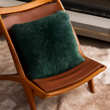 Genuine Sheepskin Thyme Green Real Wool Single Sided Cushion