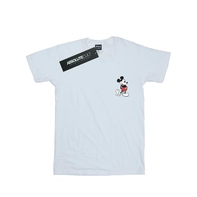 Disney Womens/Ladies Mickey Mouse Kickin Retro Chest Cotton Boyfriend T-Shirt (White)