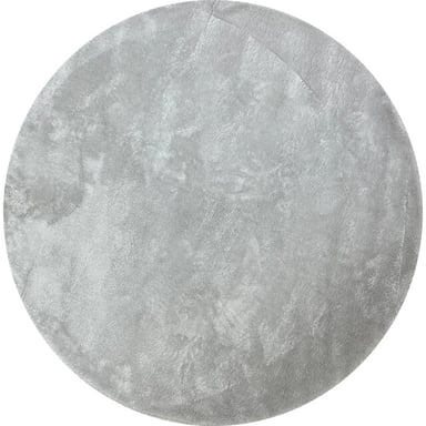 Muratap Samba soft fluffy vloerkleed laagpolig zilver 80 cm rond