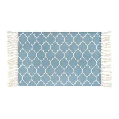 QUVIO Vloerkleed met franjes 60x90cm blauw en