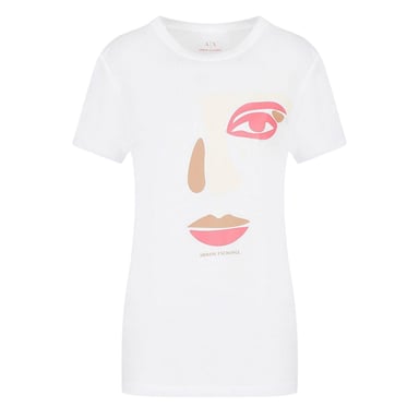 Armani Exchange Kvinnor/Damer Face T-Shirt (Vit)