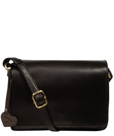 'Ludovica' Black Leather Cross Body Bag