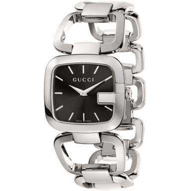 Gucci Women's YA125407 G Silver Stainless Steel Watch with Black Dial