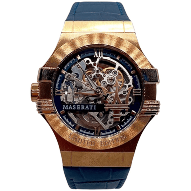 Maserati R8821108022 Automatisch skelethorloge voor heren in roségoud en blauw