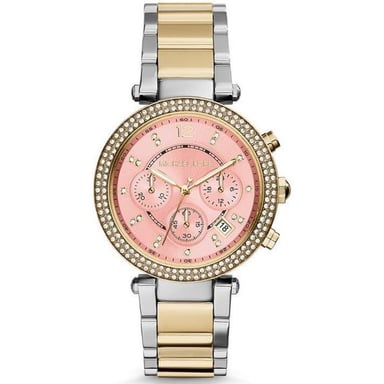Stylish Michael Kors MK6140 Parker Women's Chronograph Watch with Pink Dial