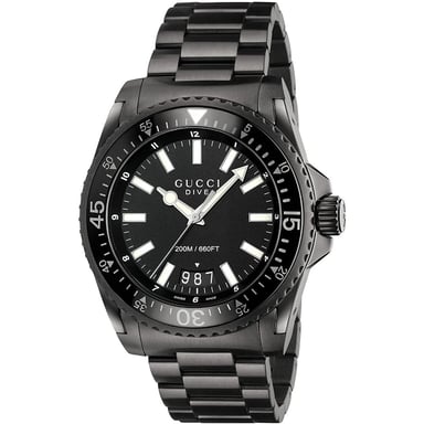 Gucci Dive Men's Watch YA136205 - Black Dial & Stainless Steel Design