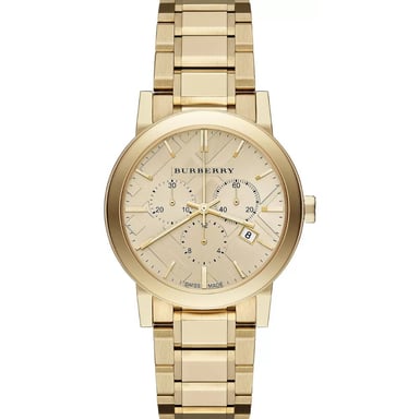Burberry BU9753 Horloge met gouden wijzerplaat en chronograaf voor heren - Luxe uurwerk