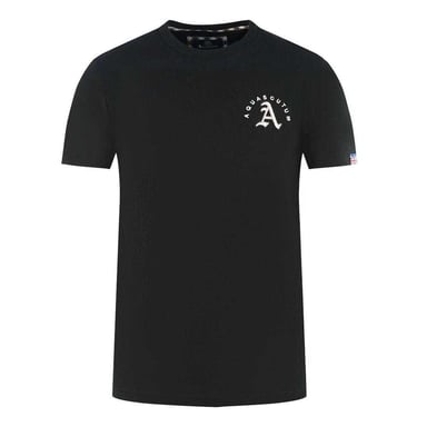 Aquascutum Mens London Embroidered Back Print T-Shirt (Black)