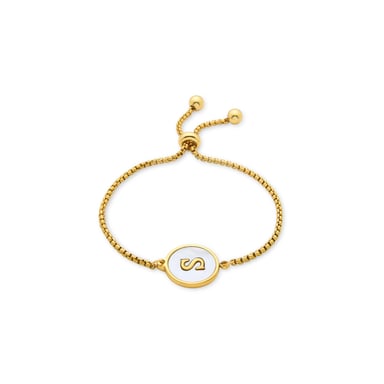 Luxenter bracelet in white mother-of-pearl finished in 18K yellow gold - Alphabet