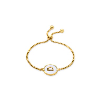 Luxenter bracelet in white mother-of-pearl finished in 18K yellow gold - Alphabet